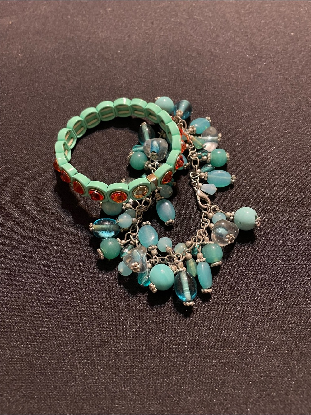 Turquoise Beaded Charm Bracelet Set - Mint Blue Stackable Style